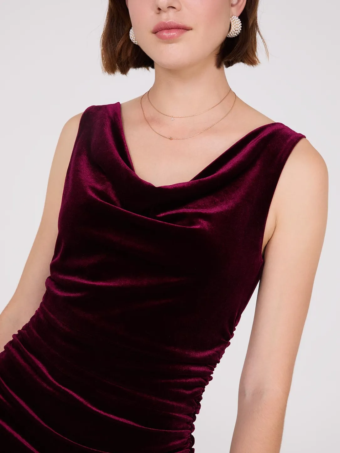 Velvet Cowl Neck Dress