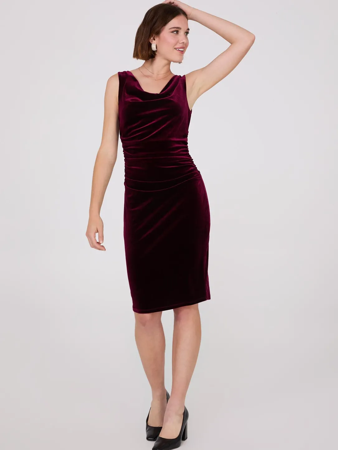 Velvet Cowl Neck Dress