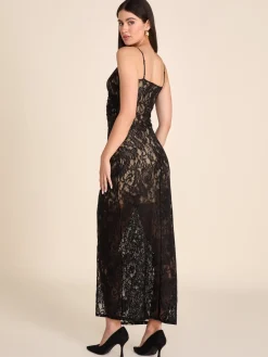 V-Neck Fitted Lace Gown
