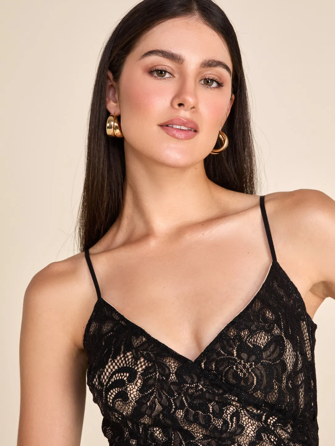 V-Neck Fitted Lace Gown