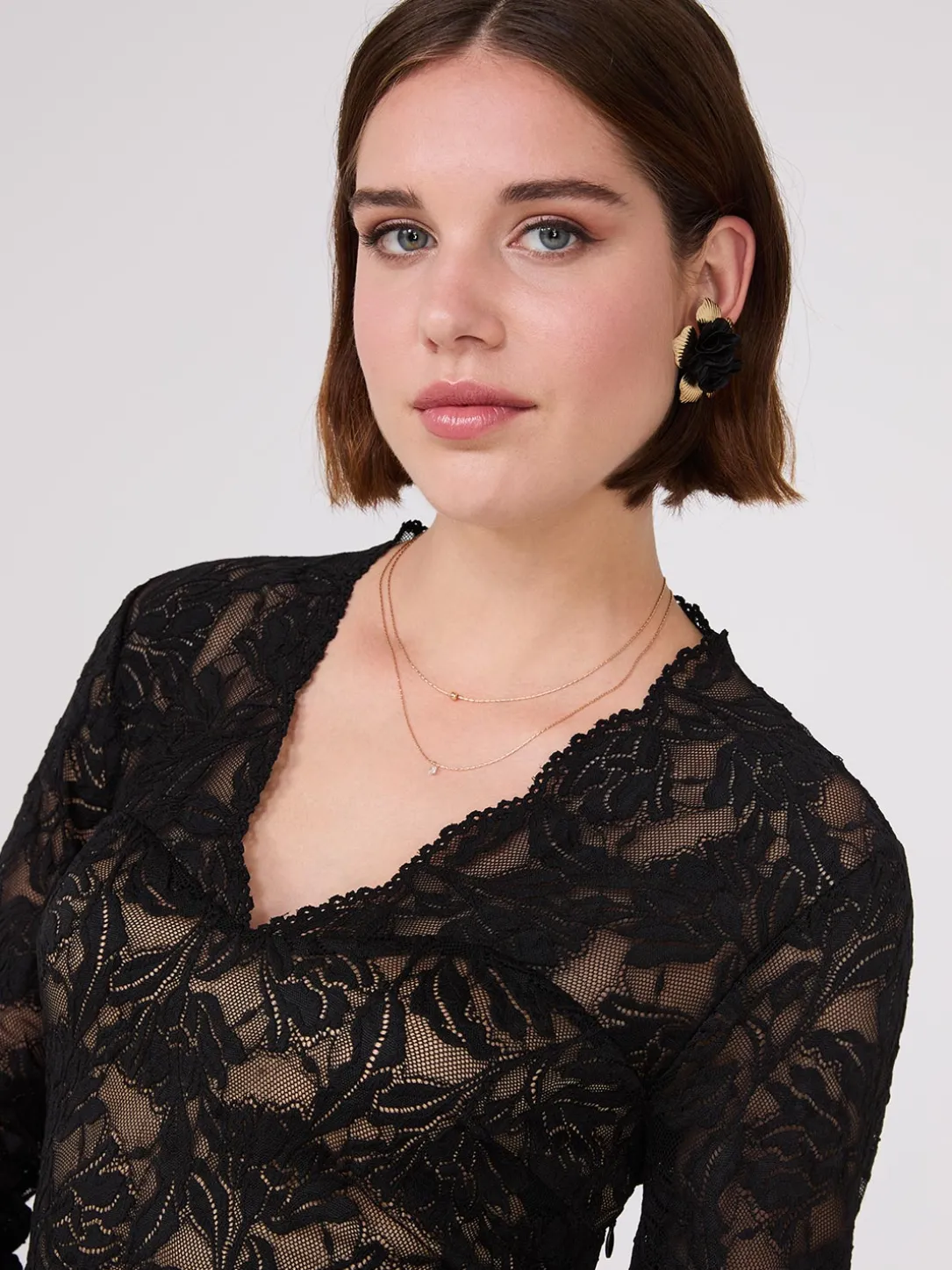 V-Neck Lace Sheath Dress