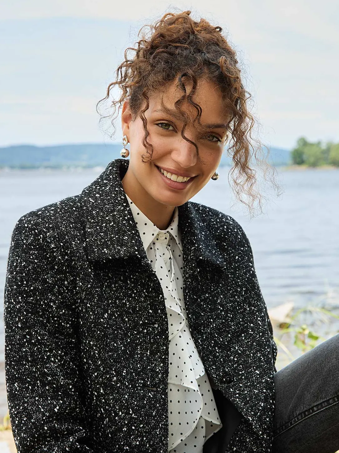 Waisted Boucle Blazer