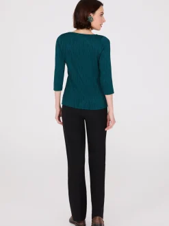 Wave Pattern Boat Neck Top
