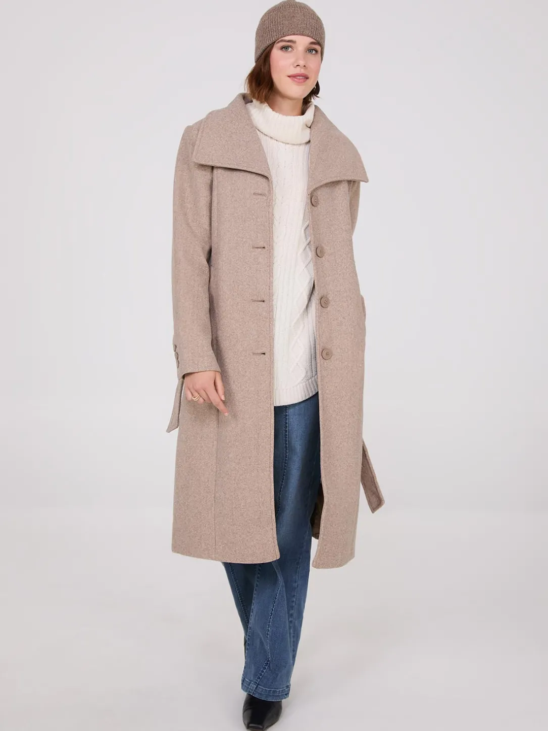 Wide Lapel Midi Coat
