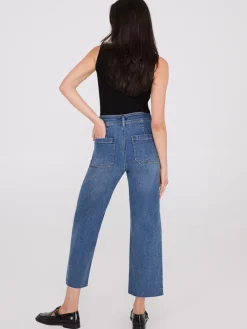 Wide-Leg Raw Edge Jeans