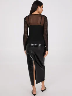 Zig-Zag Sequin Mesh Top WIth Cami