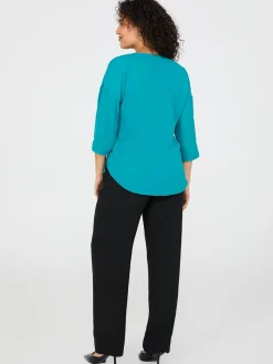Zip Front V-Neck Top