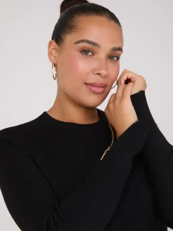 Zip Sleeve Crew Neck Sweater
