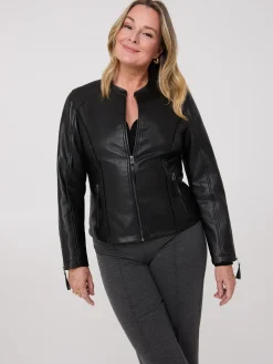 Zip-Front Faux Leather Jacket